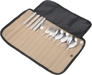 Balacoo 1Set Camping Tableware Portable Picnic Cutlery Utensils with Pouch for Outdoor Dining Lightweight and Organized Storage for Camping Hiking and Barbecue