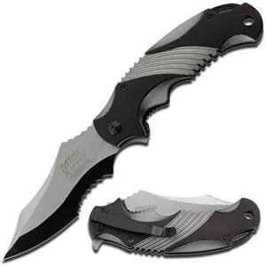 Ballistic Black Grey Assisted Tactical Flipper Pocket Knife