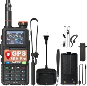 BAOFENG 5RH Pro GPS Radio APRS Ham Radio FM 10W High Power 640 Channels One Key Copy Frequency Radio USB-C Charging with 18.89inch Tactical Antenna