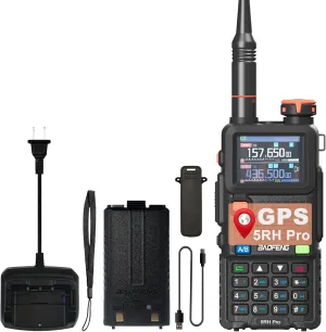 BAOFENG 5RH Pro GPS Radio Multi-Band USB-C Charging Radio Copy Frequency 640 Channels Walkie Talkie 10W High Power APRS Radio for Adult