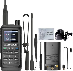 BAOFENG UV-17H GPS Radio 6-Band 999 Channels UV-17 Pro Max Two Way Radio Long Range Upgrade of UV-17R with 18.89in Tactical Antenna (Black)