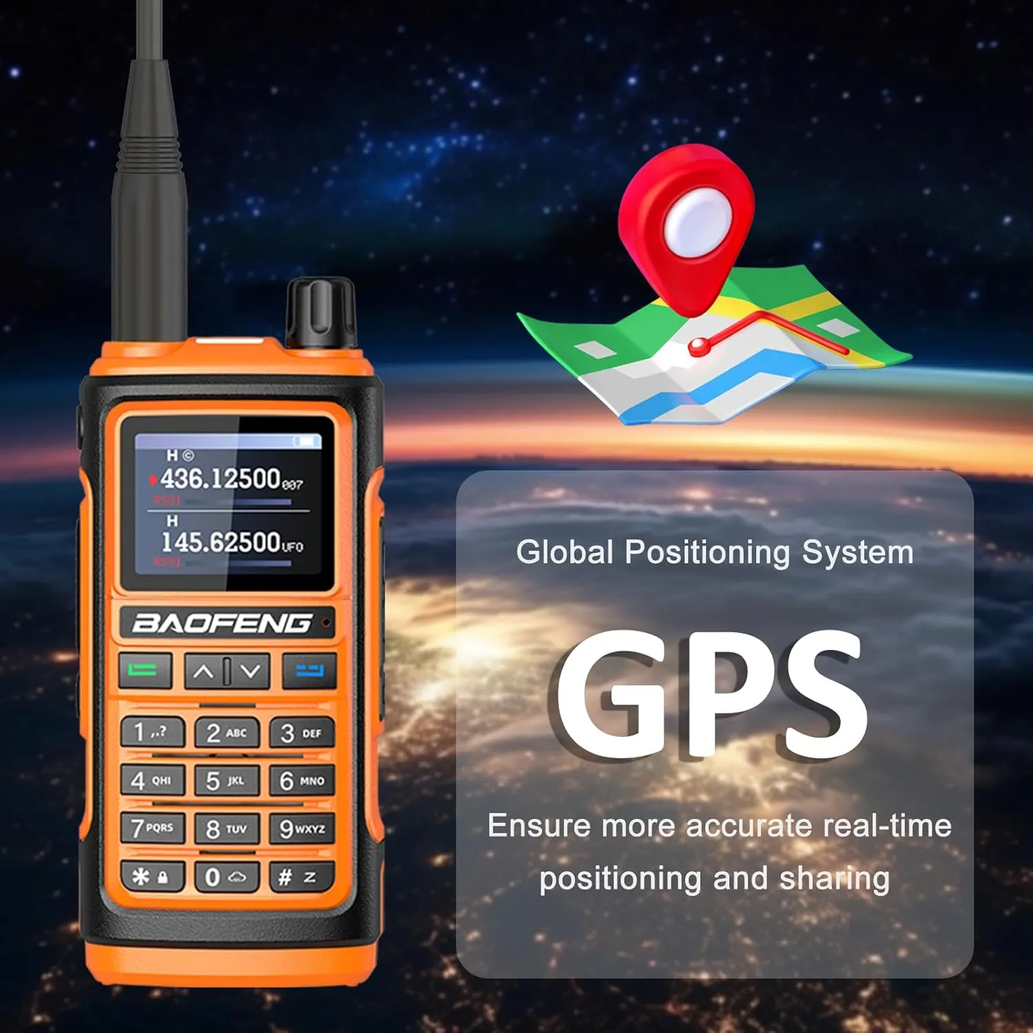 BAOFENG UV-17H GPS Radio High Power UV-17 Pro Max 999 Channels Two Way Radio Long Range USB-C Charger Upgrade of UV-17R Walkie Talkie (Orange)