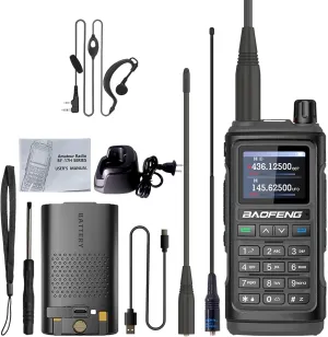 BAOFENG UV-17H GPS Two Way Radio Type-C Charging High Power Radio UV-17 Pro Max GPS 1.77in LCD Screen Rechargable Ham Radio (Black)