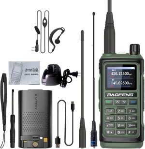 BAOFENG UV-17H GPS Two Way Radio Type-C Charging High Power Radio UV-17 Pro Max GPS 1.77in LCD Screen Rechargable Ham Radio (Green)