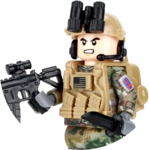 Battle Brick 1.6 Inches Tall Collectible Army OCP 10th Mountain Infantry Custom Minifigure | Genuine Military Minifig | Printed Camo | Gear Made in The USA | Great Gift for Ages 10  to Adult AFOL