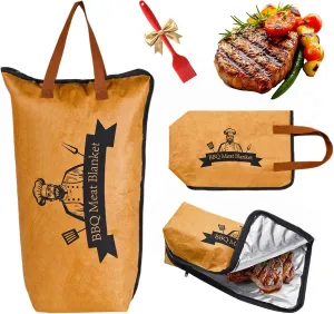 BBQ Blanket for Resting Meat, Reusable Smoker Grilling Meat Insulated Resting Bag, Smoker Meat Resting Blanket with Wide Mouth for Large Brisket/Beef/Turkeys (BBQ Blanket 21 inch)