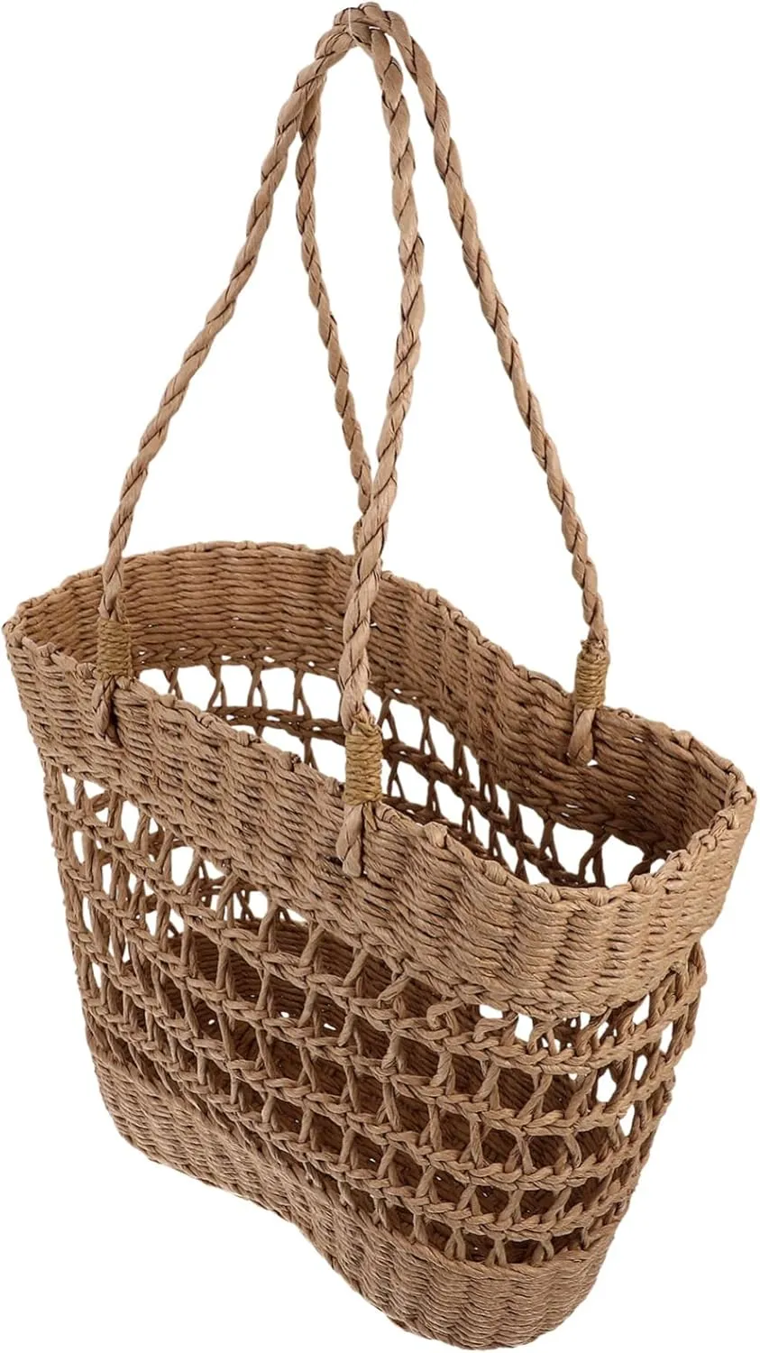 Beach Bag Women's Summer Tote Bag Wicker Purse Boho Style Light and Strong Straw Tote for Daily Use