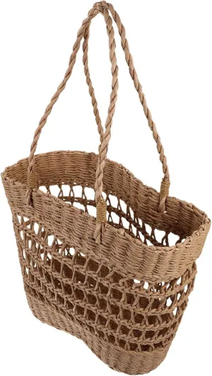 Beach Bag Women's Summer Tote Bag Wicker Purse Boho Style Light and Strong Straw Tote for Daily Use
