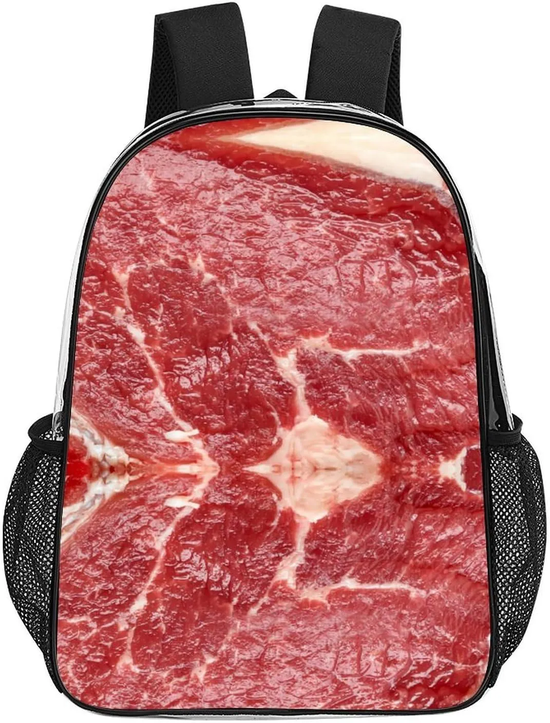 Beef Meat Transparent Backpack PVC Transparent Backpack with Reinforcement Strap, Suitable for Various Workplaces - Black