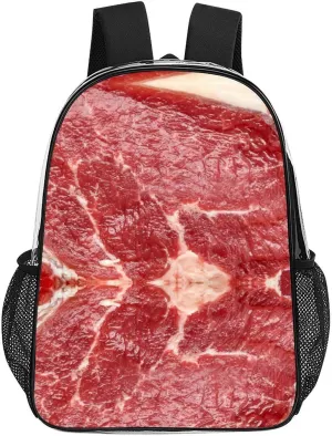 Beef Meat Transparent Backpack PVC Transparent Backpack with Reinforcement Strap, Suitable for Various Workplaces - Black