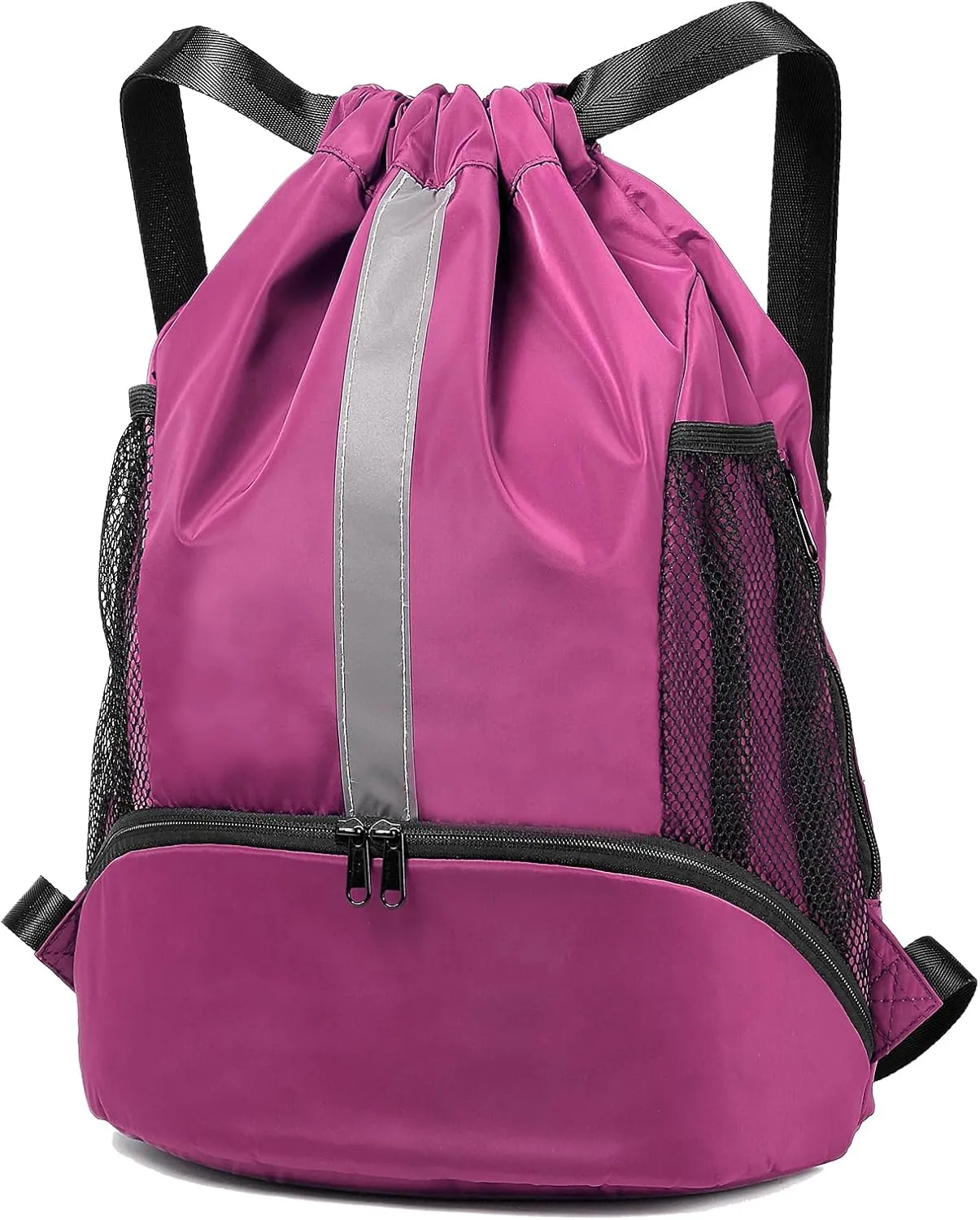 BeeGreen Drawstring Backpack Sports Gym Bag With Shoe Compartment and Two Water Bottle Holder …