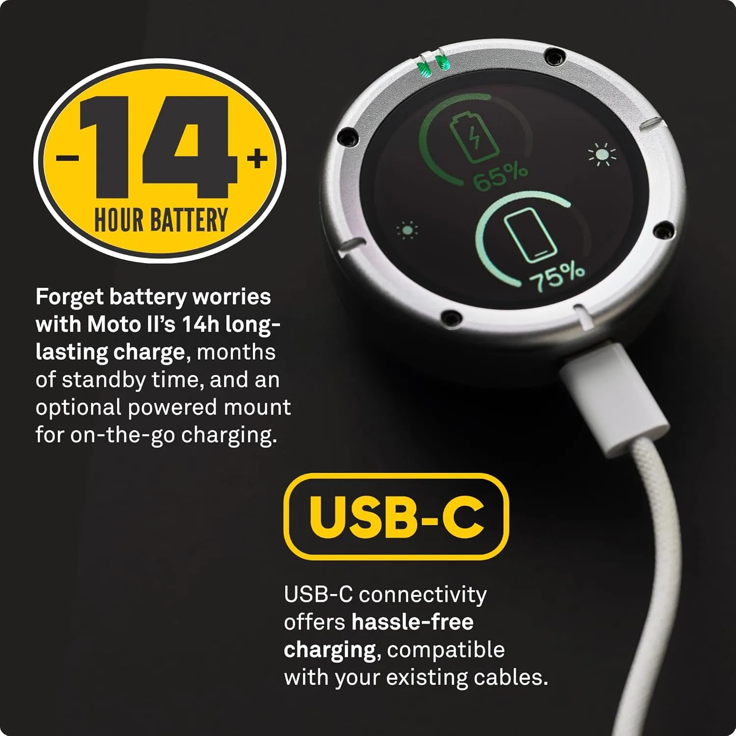 Beeline Moto II - Next Gen Motorcycle GPS Tracker | Compact Design, Waterproof Build, Simple Display & 14-Hour Battery |Glove Friendly Motorcycle Sat Nav Perfect for Adventure & Daily Commutes (Black)