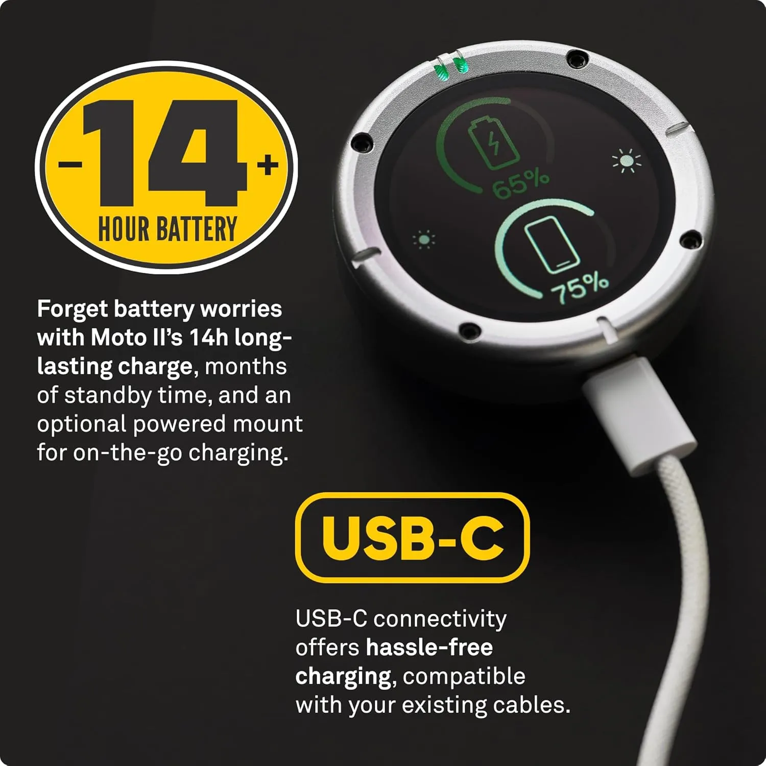 Beeline Moto II - Next Gen Motorcycle GPS Tracker | Compact Design, Waterproof Build, Simple Display & 14-Hour Battery |Glove Friendly Motorcycle Sat Nav Perfect for Adventure & Daily Commutes (Metal)