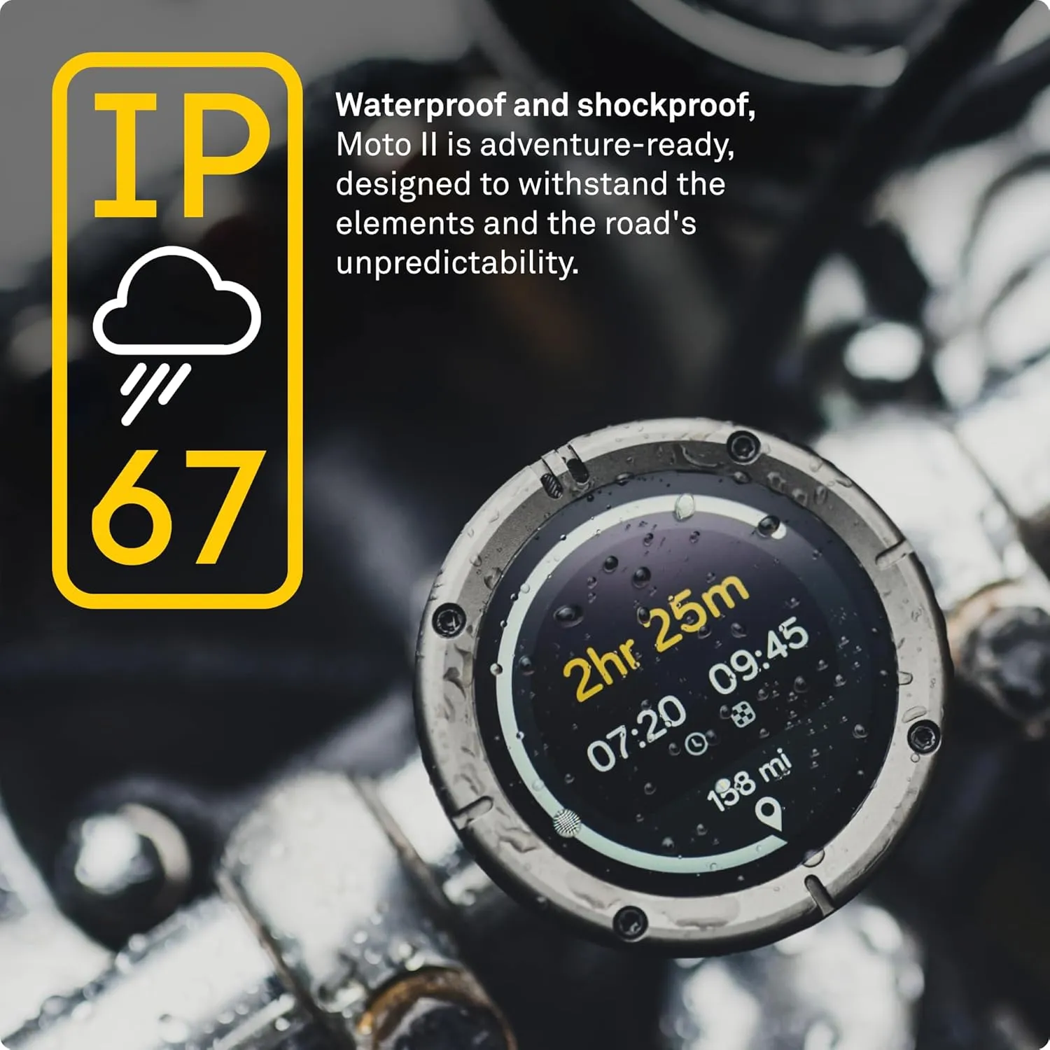 Beeline Moto II - Next Gen Motorcycle GPS Tracker | Compact Design, Waterproof Build, Simple Display & 14-Hour Battery |Glove Friendly Motorcycle Sat Nav Perfect for Adventure & Daily Commutes (Metal)