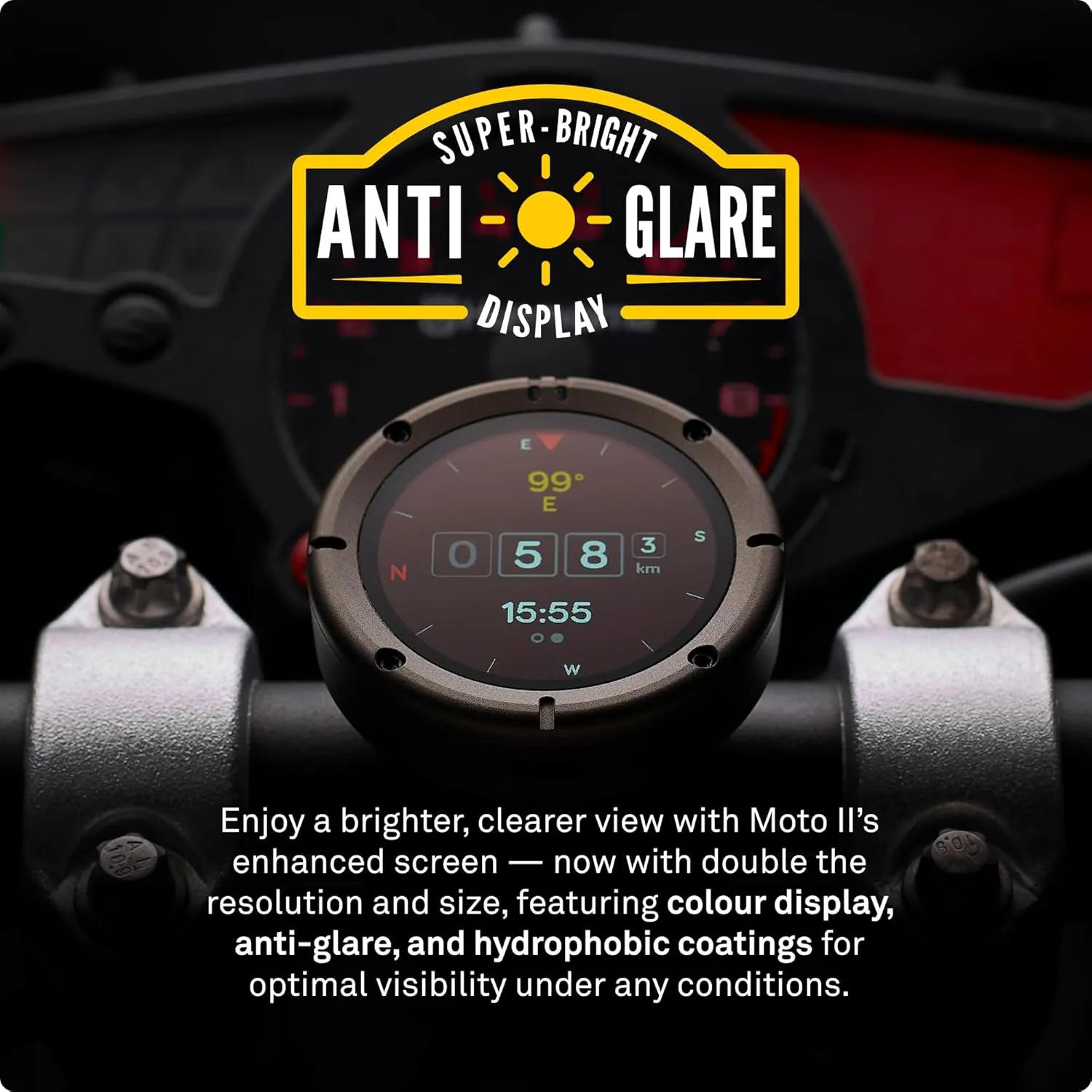 Beeline Moto II - Next Gen Motorcycle GPS Tracker | Compact Design, Waterproof Build, Simple Display & 14-Hour Battery |Glove Friendly Motorcycle Sat Nav Perfect for Adventure & Daily Commutes (Metal)