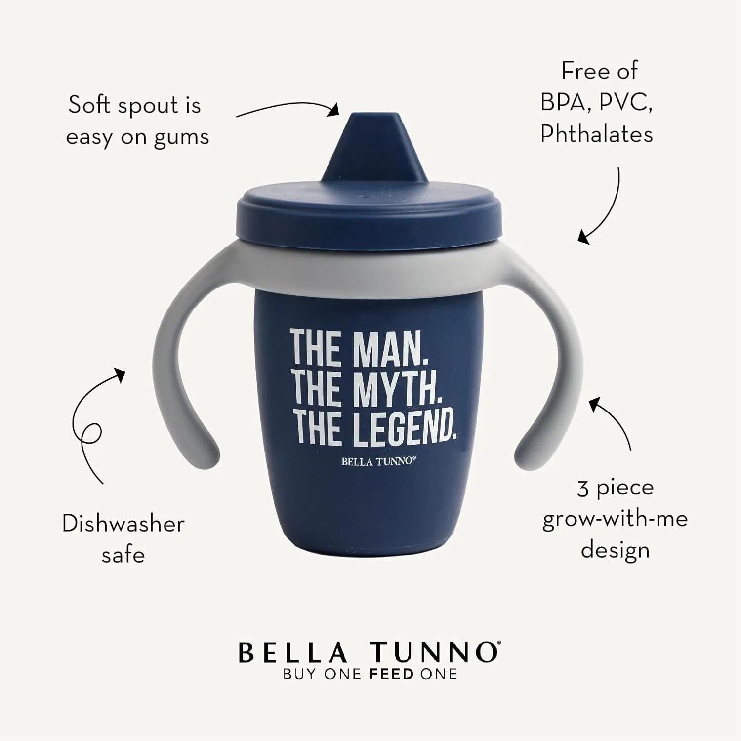 Bella Tunno Sippy Cup, Silicone Training Cup with Transition Handles for Infants, Toddlers & Kids, Babies 6-12 Months & Toddlers 1-3 Years, Boys & Girls, Duck Duck Juice, 8 oz