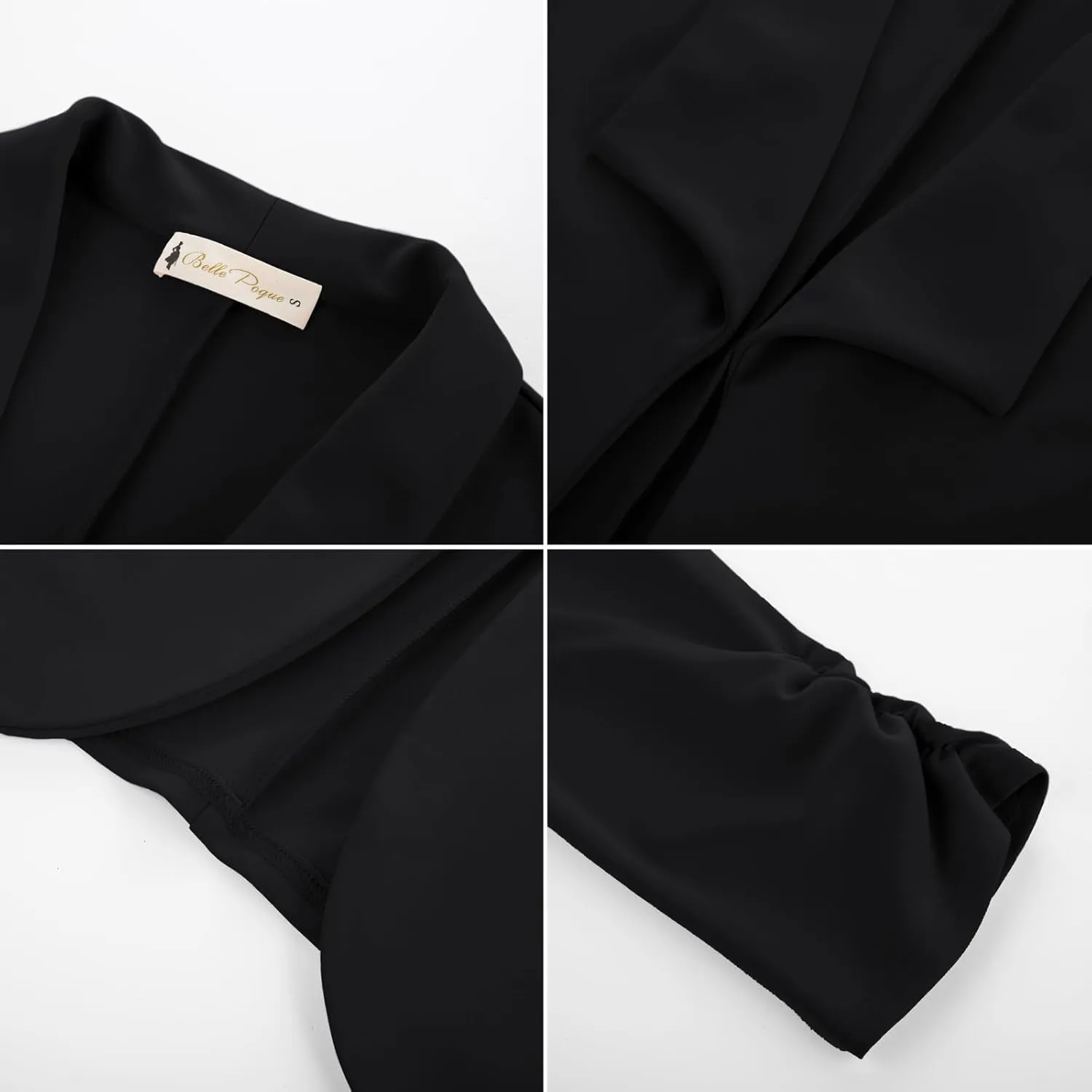 Belle Poque Womens Casual Blazers Open Front Lightweight Suit Jackets Business Dressy 3/4 Sleeve Blazers for Work