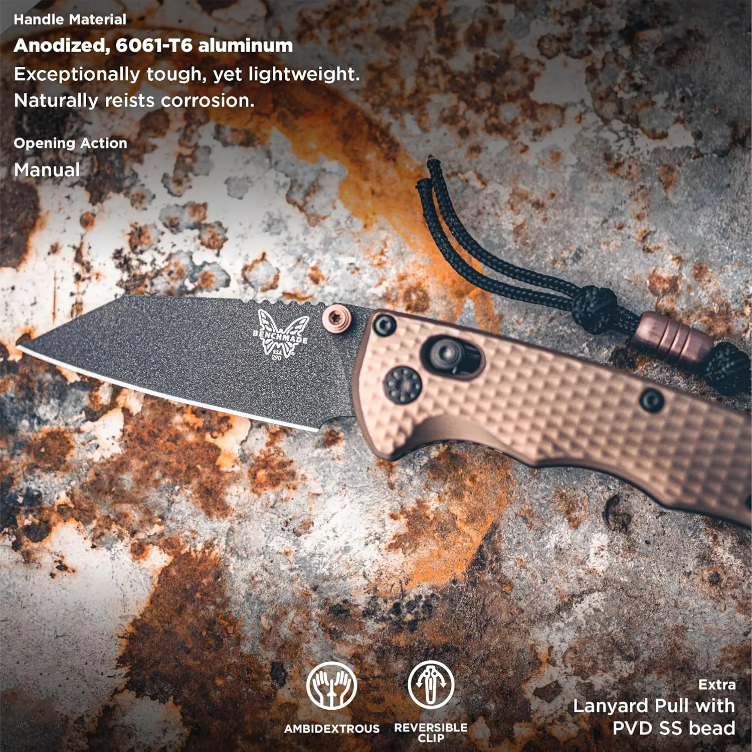 Benchmade - Full Immunity 290 Tactical Knife with Burnt Bronze Aluminum Handle (290BK-1)