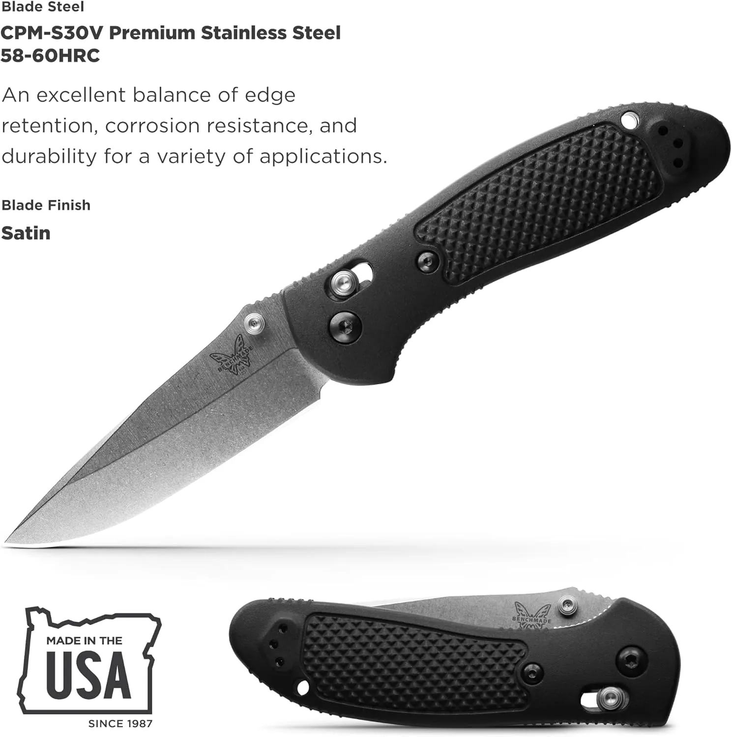 Benchmade - Griptilian Knife, Plain Edge, Nylon Handle