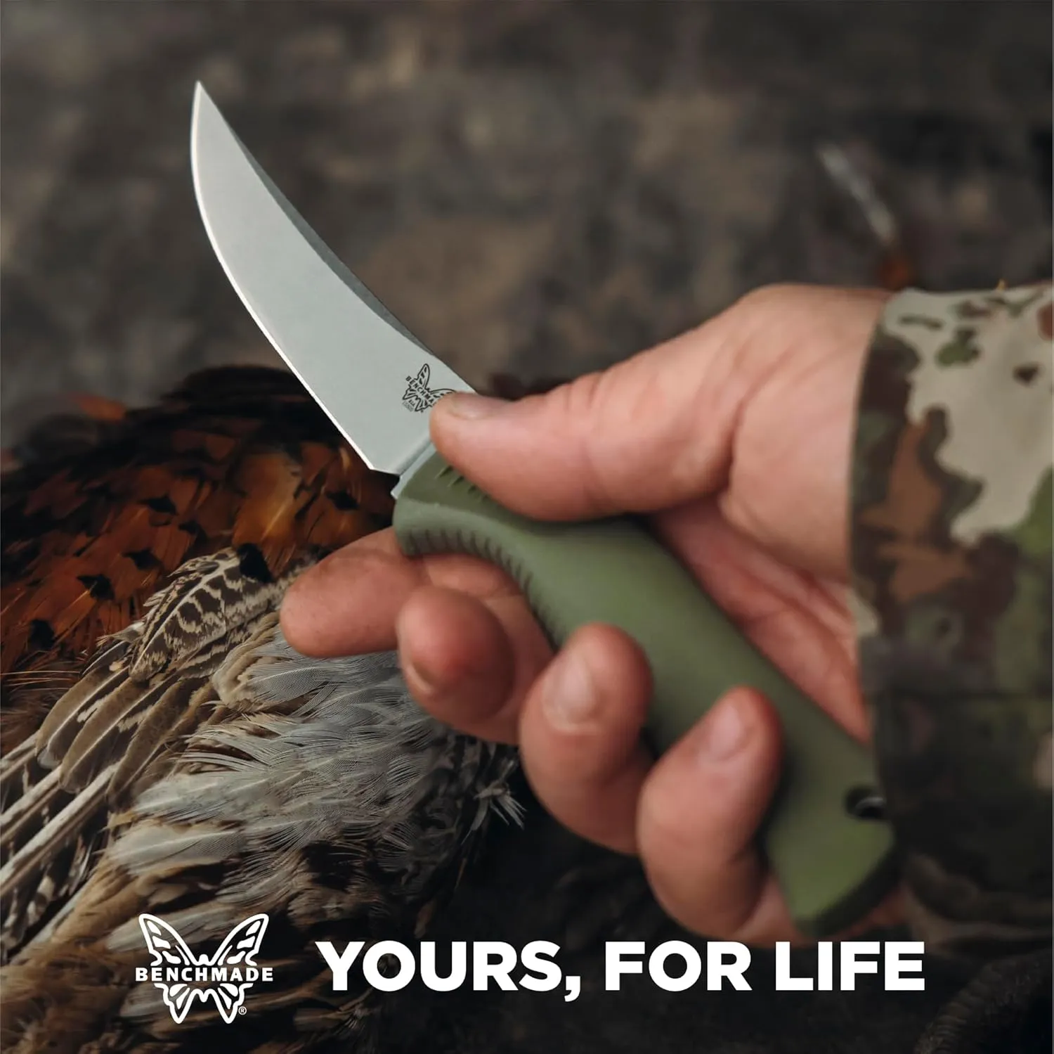 Benchmade - Meatcrafter 15500 4" Hunting and Cutlery Knife with Dark Olive Santoprene Handle (15505)