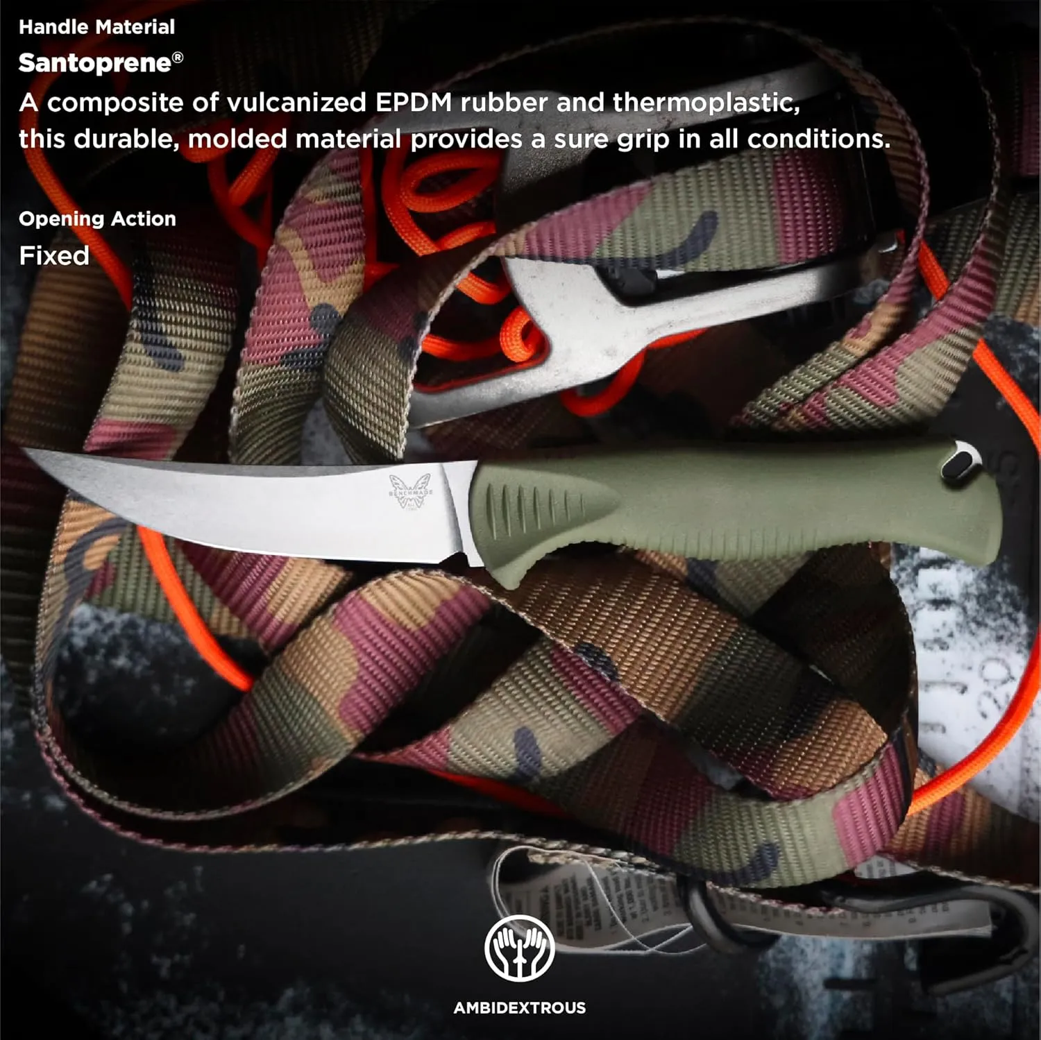 Benchmade - Meatcrafter 15500 4" Hunting and Cutlery Knife with Dark Olive Santoprene Handle (15505)