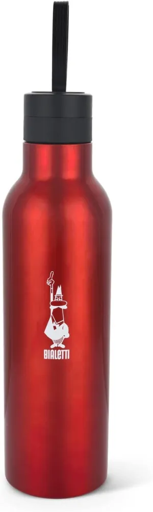 Bialetti - Stainless-steel Water Bottle 25oz: Double-Layered Vacuum Insulated, Keeps Drink Cold for 24 Hours and Hot for 12 Hours, Red