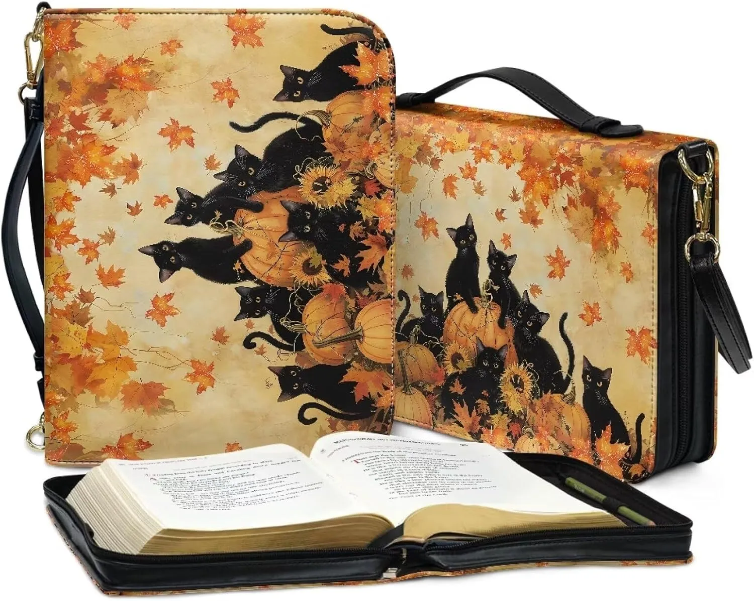 Bible Cover - Portable Bible Case with Shoulder Strap for Bible Study