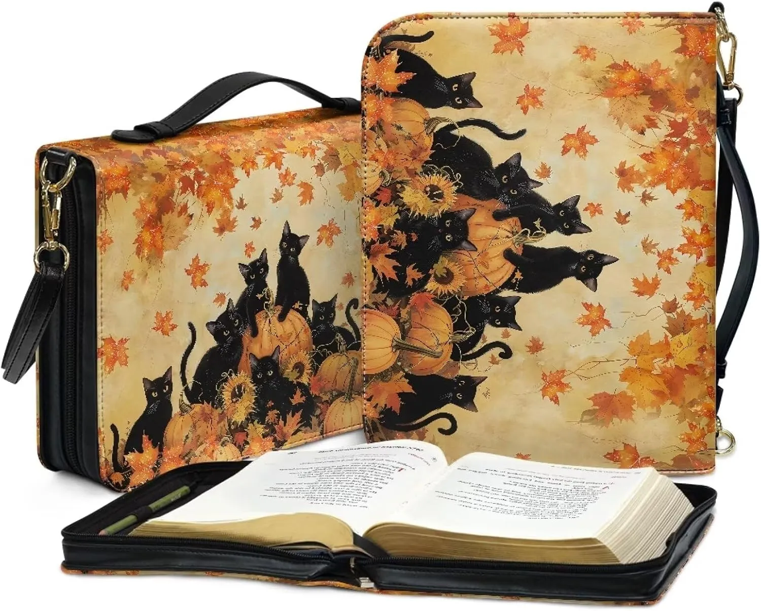 Bible Cover - Portable Bible Case with Shoulder Strap for Bible Study