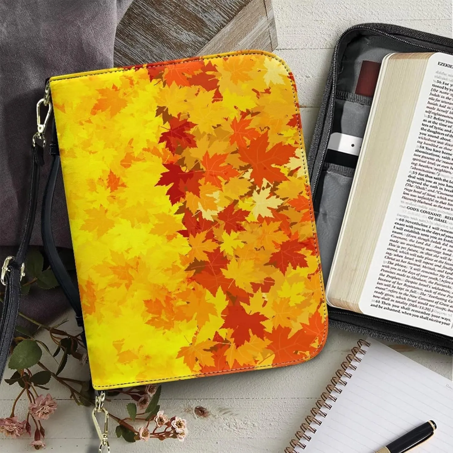 Bible Cover - Portable Bible Case with Shoulder Strap for Bible Study
