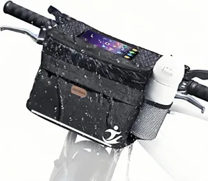 Bike Basket front Bag, Bicycle Insulated Handlebar Bag with Touch Screen Phone Holder Frame Tube Bag 5L Storage Bag Keep Cooling with Mesh Pockets for Riding Picnic Camping