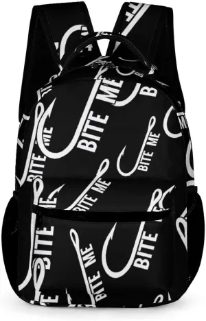 Bite Me Fishing Travel Laptop Backpack Slim Dayback Durable Bag with Pocket Back Pack 15.6 Inch Notebook