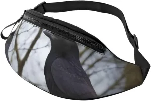 Black Crow Birds Fanny Pack for Man Women Waist Bag Adjustable Belt Casual Chest Bag Bum Bags for Travel Sports Running Hiking Waist Packs