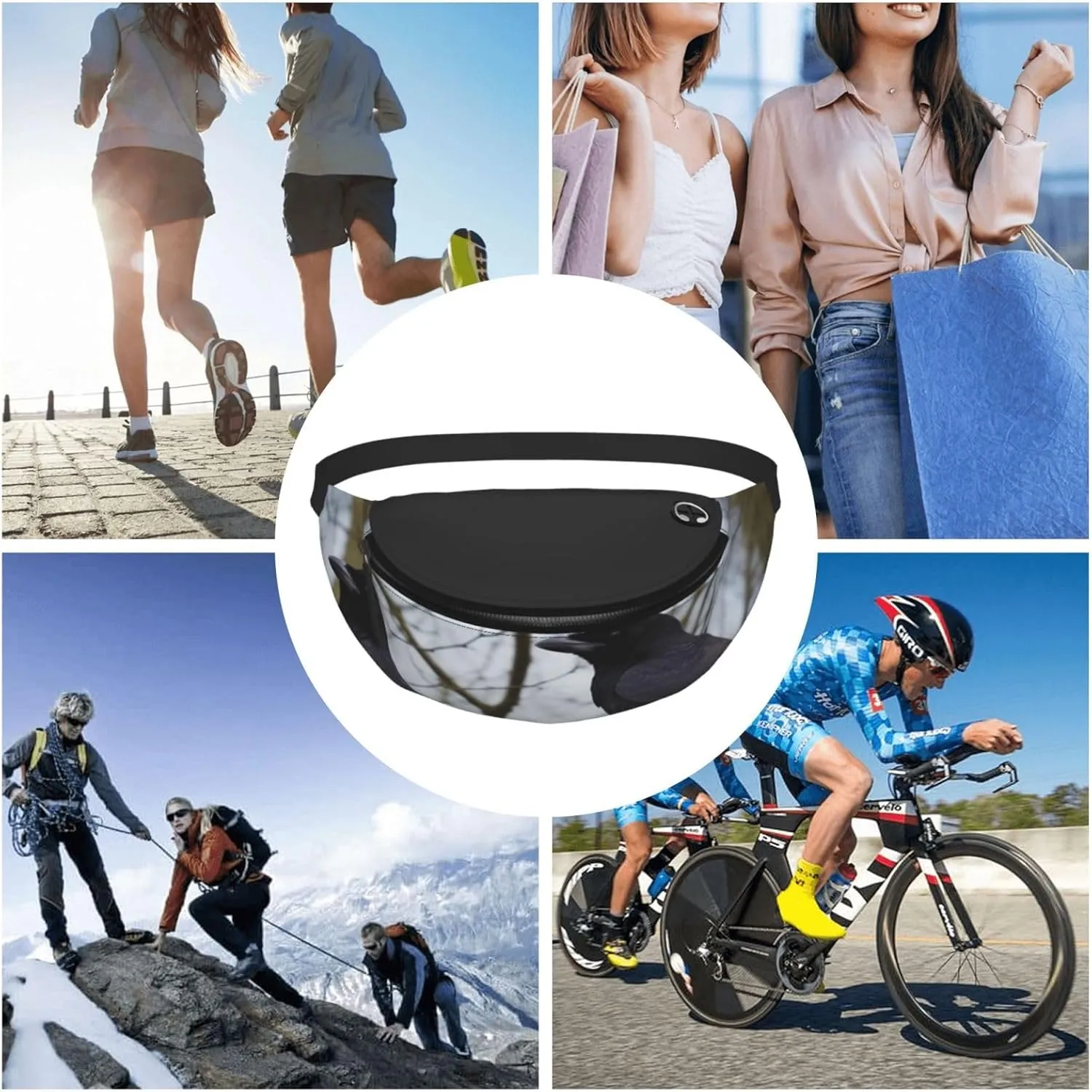 Black Crow Birds Fanny Pack for Man Women Waist Bag Adjustable Belt Casual Chest Bag Bum Bags for Travel Sports Running Hiking Waist Packs