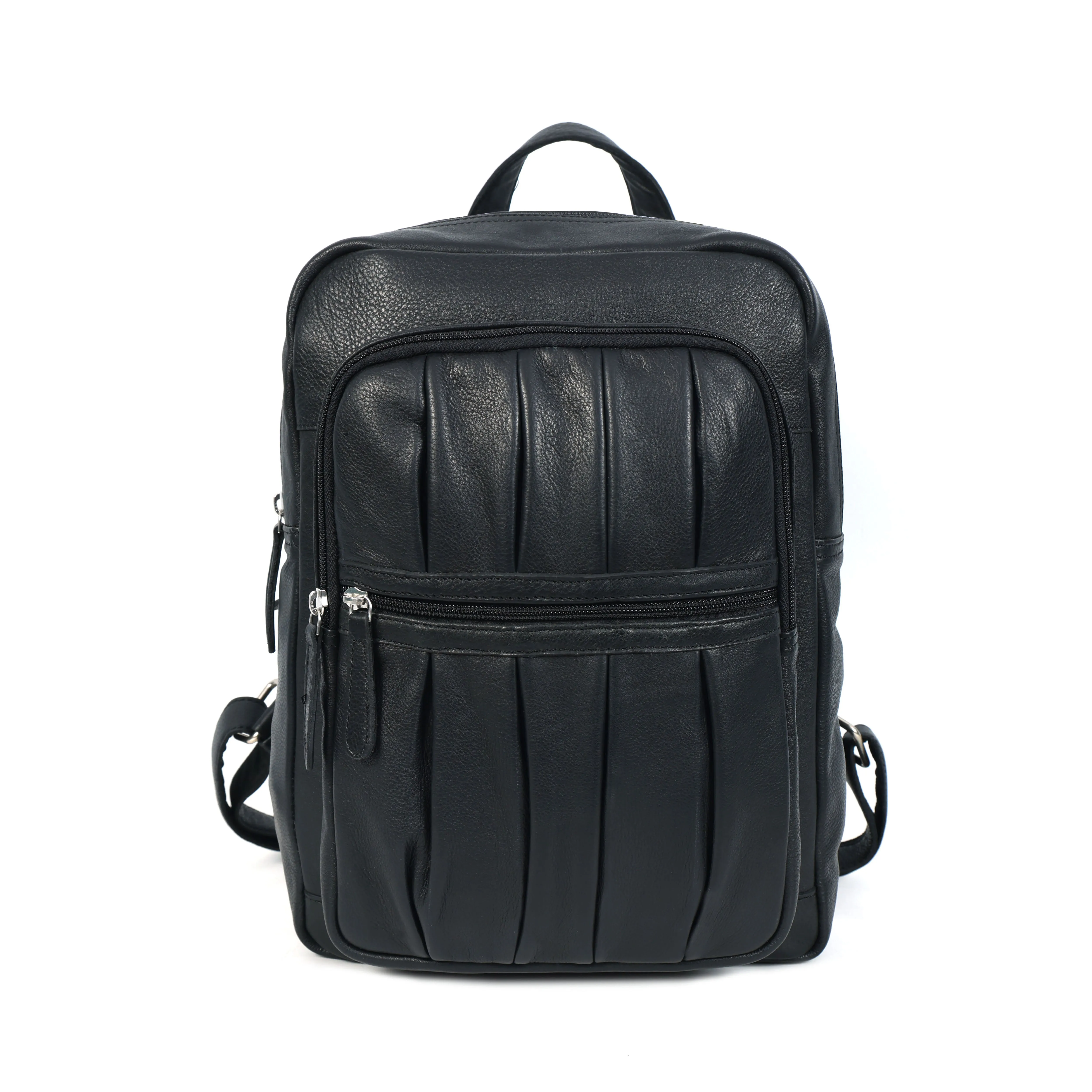 Black PURE Leather Backpack – Minimalist & Durable Everyday Companion. BG-1631