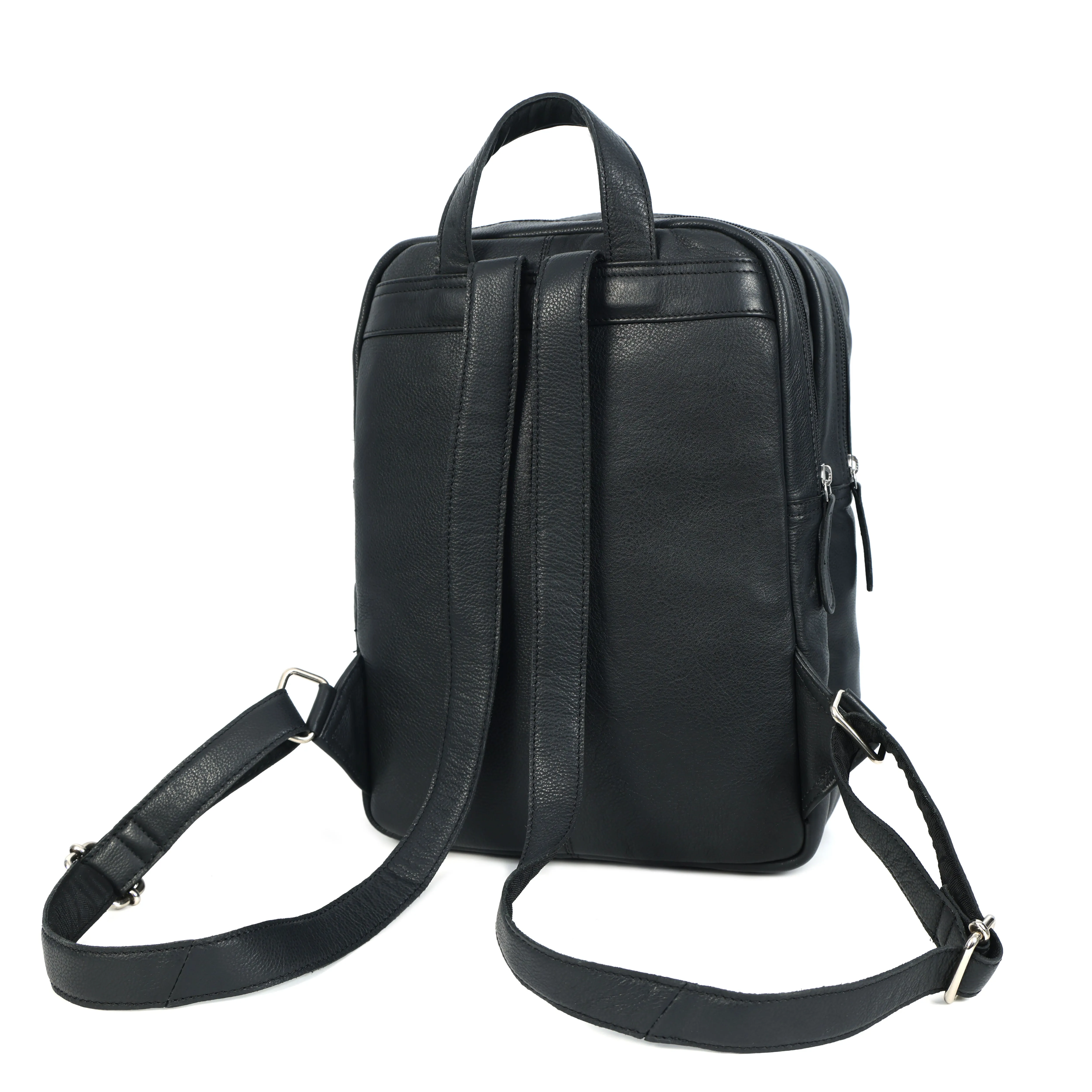Black PURE Leather Backpack – Minimalist & Durable Everyday Companion. BG-1631