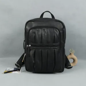 Black PURE Leather Backpack – Minimalist & Durable Everyday Companion. BG-1631