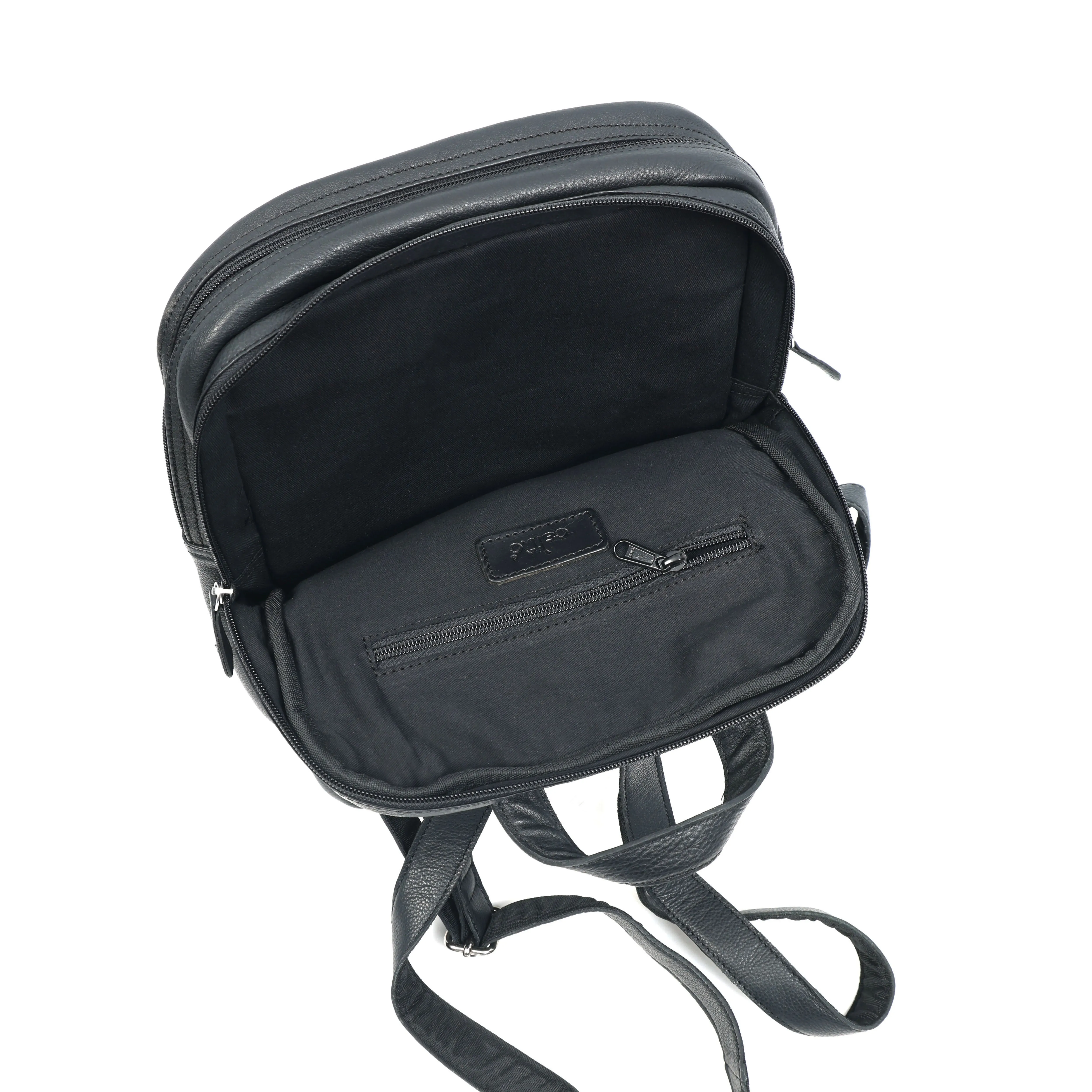 Black PURE Leather Backpack – Minimalist & Durable Everyday Companion. BG-1631