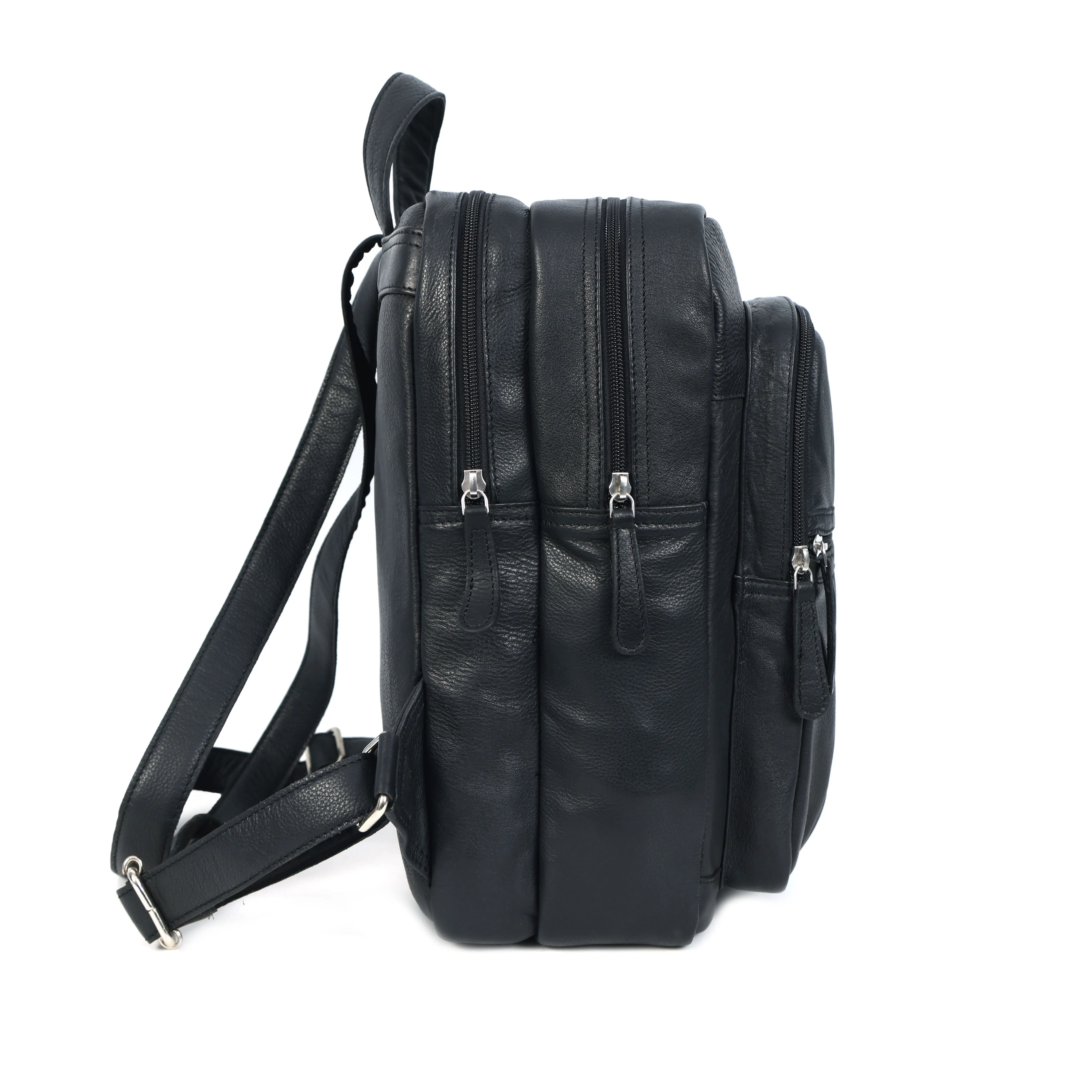 Black PURE Leather Backpack – Minimalist & Durable Everyday Companion. BG-1631