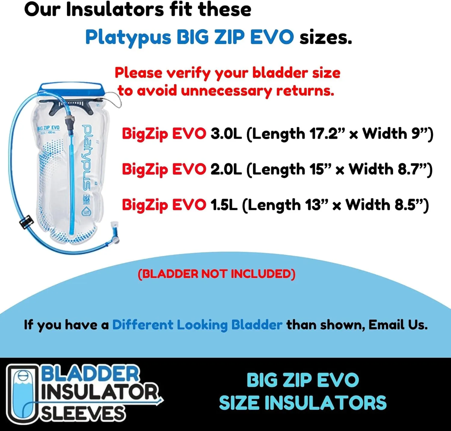 Bladder Insulators are Compatible with Platypus Big Zip EVO Hydration Pack Reservoirs
