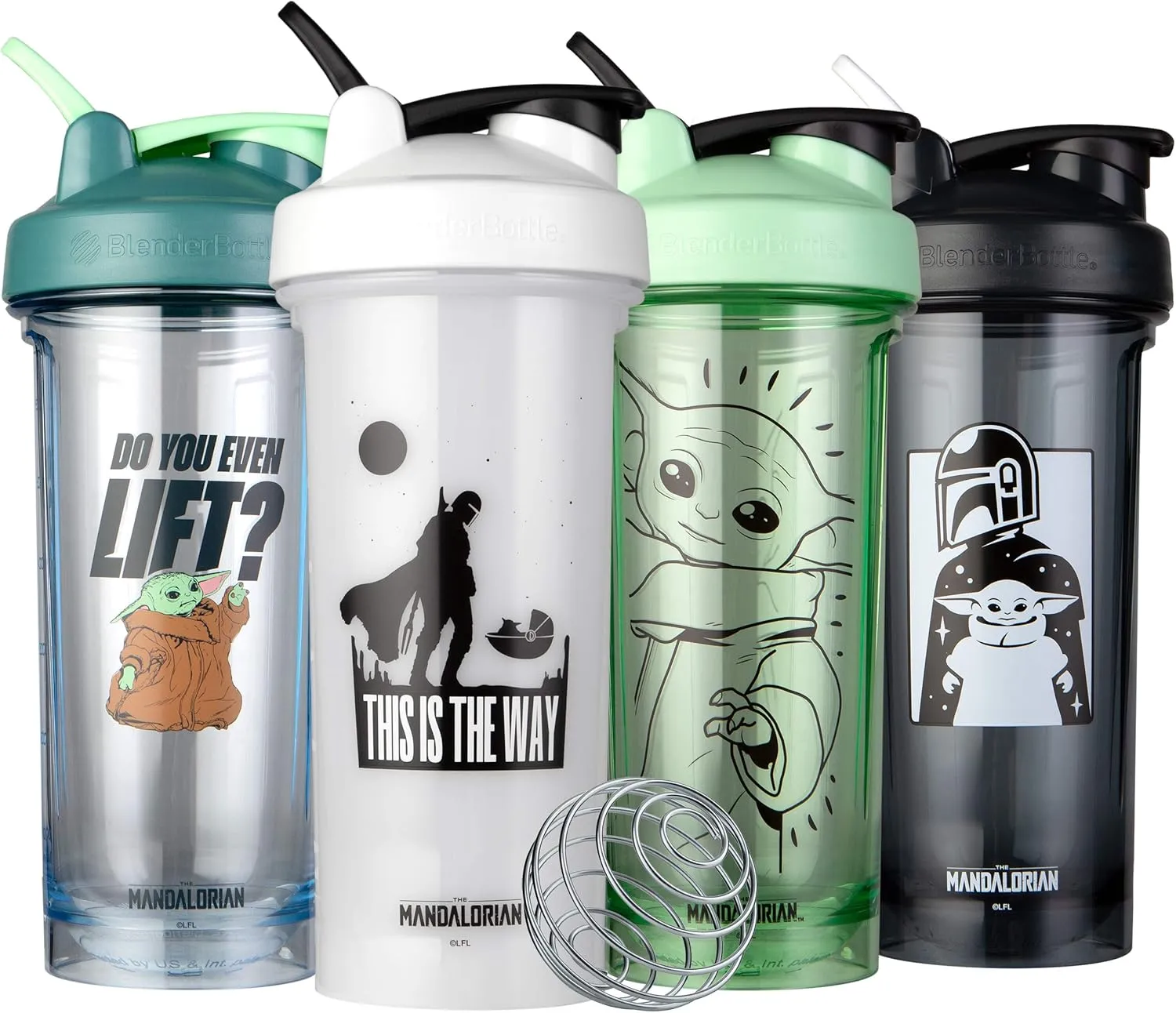 BlenderBottle Star Wars Shaker Bottle Pro Series Perfect for Protein Shakes and Pre Workout, 28-Ounce, Mandalorian & Child (Pack of 1)