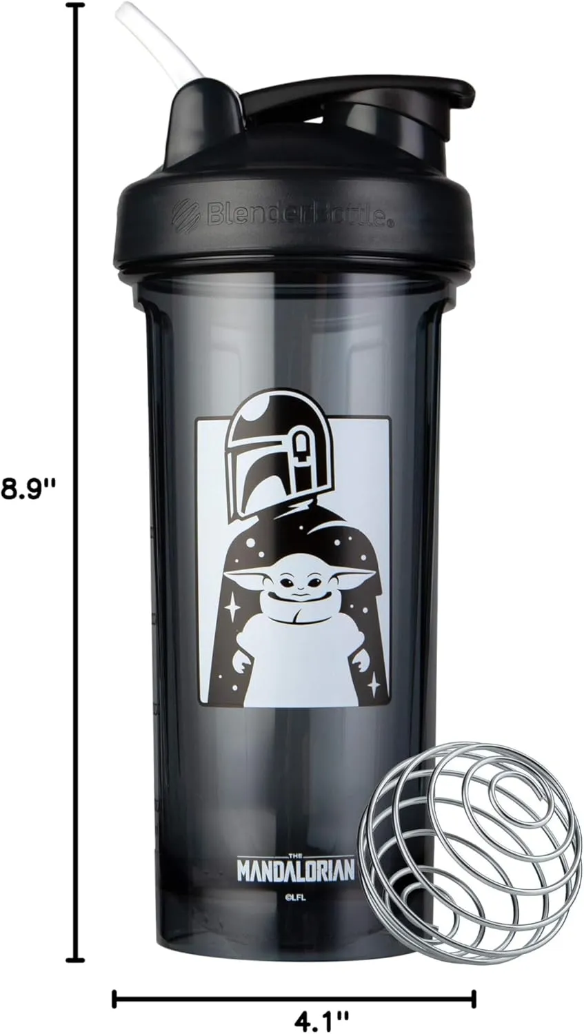 BlenderBottle Star Wars Shaker Bottle Pro Series Perfect for Protein Shakes and Pre Workout, 28-Ounce, Mandalorian & Child (Pack of 1)