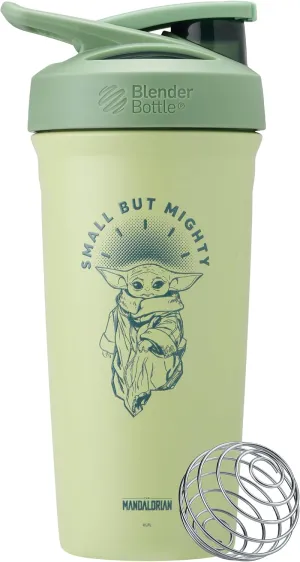 BlenderBottle Star Wars Strada Shaker Cup Insulated Stainless Steel Water Bottle with Wire Whisk, 24-Ounce, Small But Mighty