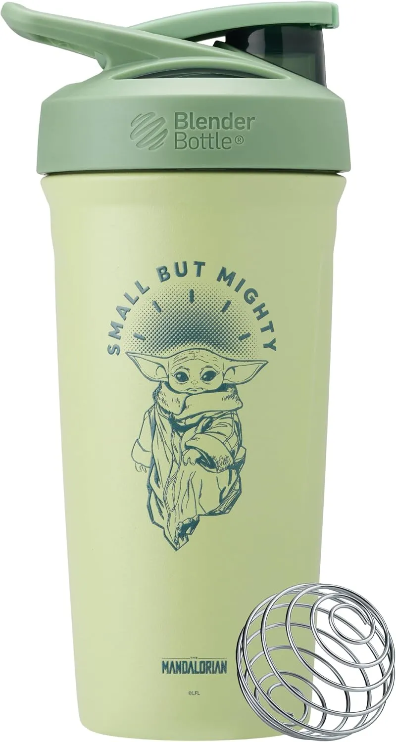 BlenderBottle Star Wars Strada Shaker Cup Insulated Stainless Steel Water Bottle with Wire Whisk, 24-Ounce, Small But Mighty