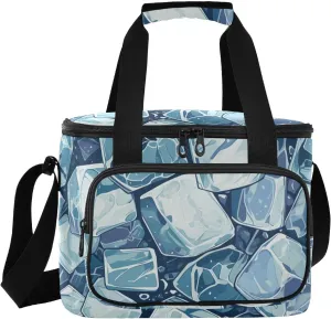 Blue Ice Cube Large Capacity Large Soft Sided Cooler Bag for Hot/Cold Food Portable Travel Insulated Bag for Shopping Food Travel Beach Camping