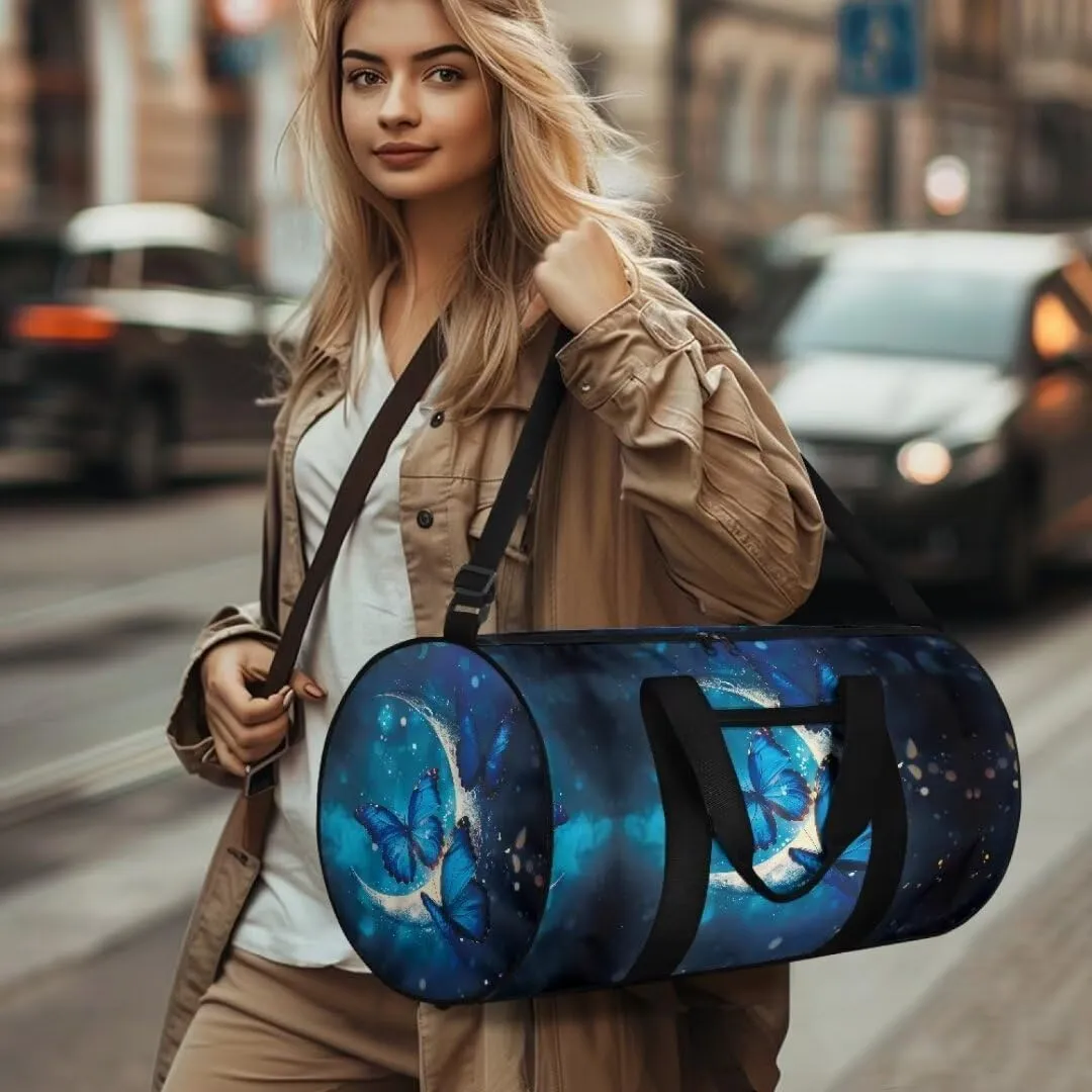 Boatee Butterfly Luggage Bag for Women Duffle Bag Portable Duffel Bag Large Gym Bag Lightweight Holdall Purse Hospital Bag for Labor and Delivery Weekender Bag Travel Makeup Bag for Camp Moon Blue