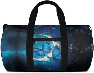 Boatee Butterfly Luggage Bag for Women Duffle Bag Portable Duffel Bag Large Gym Bag Lightweight Holdall Purse Hospital Bag for Labor and Delivery Weekender Bag Travel Makeup Bag for Camp Moon Blue