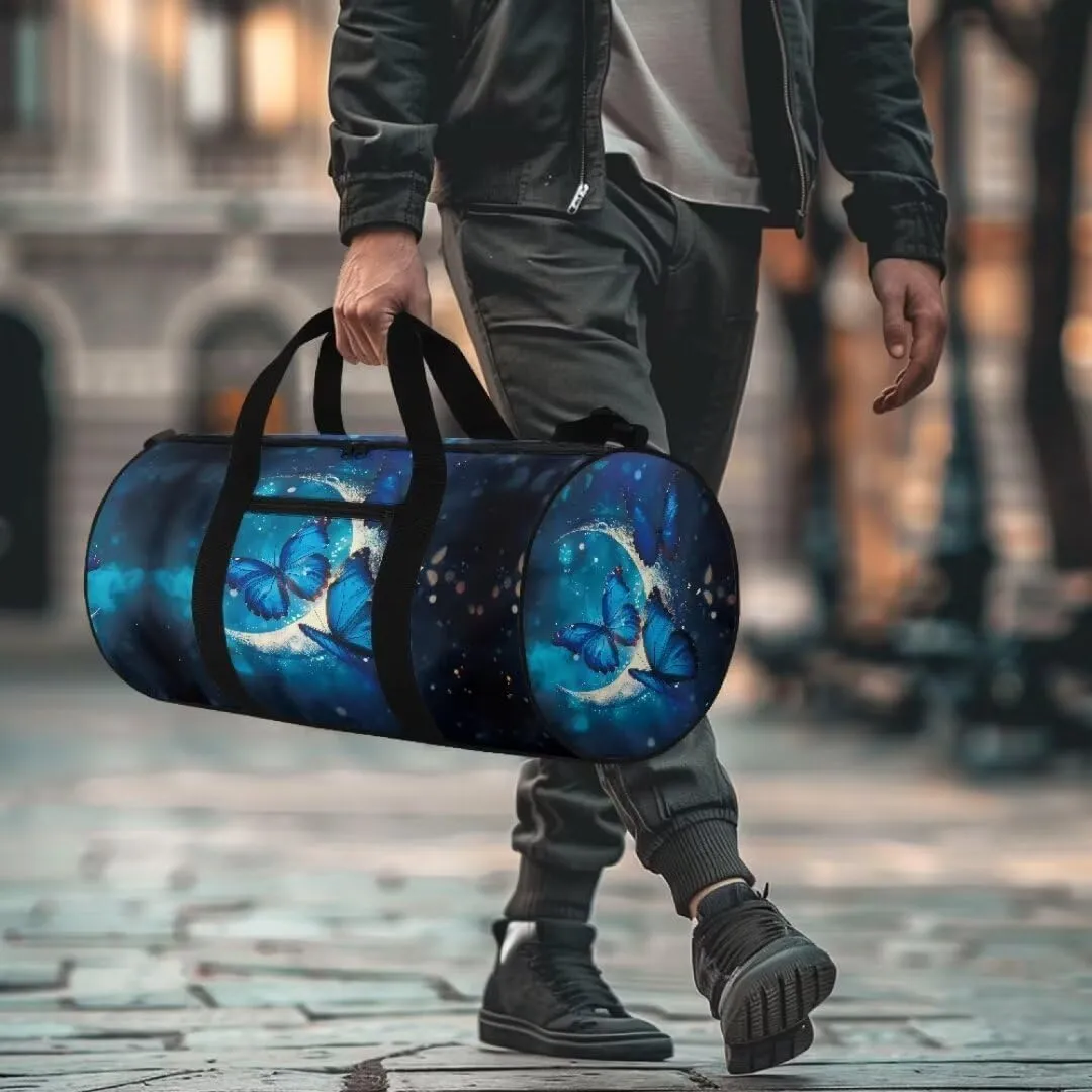 Boatee Butterfly Luggage Bag for Women Duffle Bag Portable Duffel Bag Large Gym Bag Lightweight Holdall Purse Hospital Bag for Labor and Delivery Weekender Bag Travel Makeup Bag for Camp Moon Blue