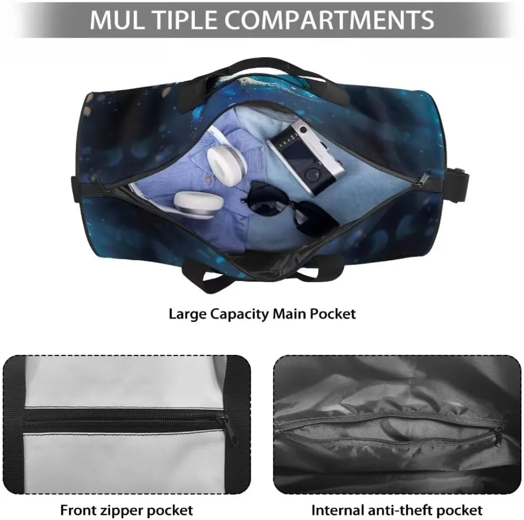 Boatee Butterfly Luggage Bag for Women Duffle Bag Portable Duffel Bag Large Gym Bag Lightweight Holdall Purse Hospital Bag for Labor and Delivery Weekender Bag Travel Makeup Bag for Camp Moon Blue