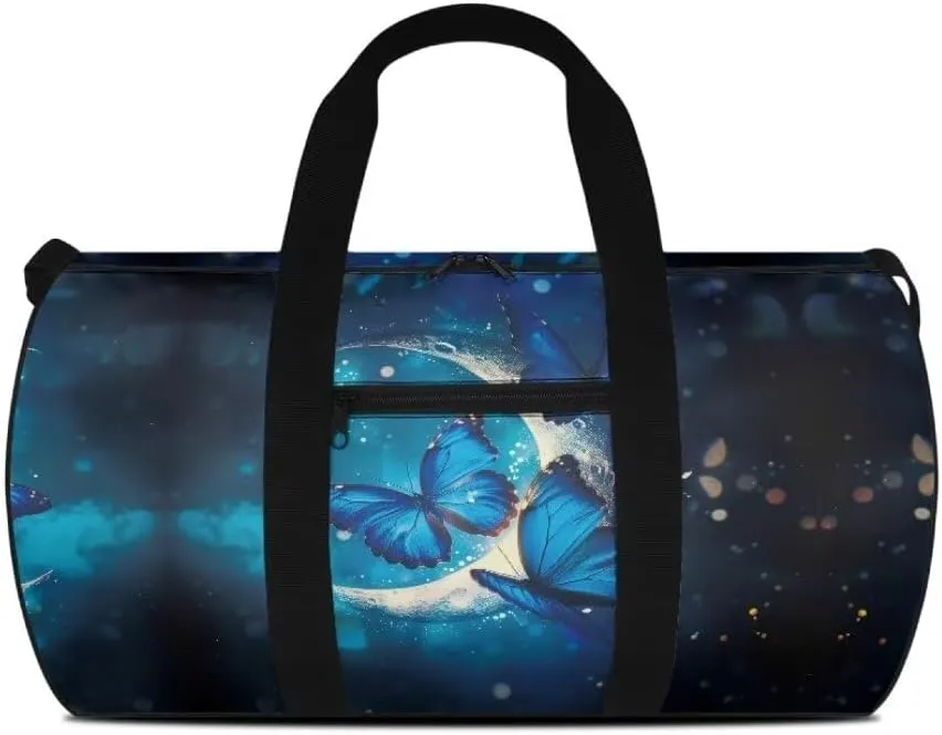 Boatee Butterfly Luggage Bag for Women Duffle Bag Portable Duffel Bag Large Gym Bag Lightweight Holdall Purse Hospital Bag for Labor and Delivery Weekender Bag Travel Makeup Bag for Camp Moon Blue