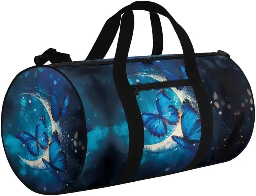 Boatee Butterfly Luggage Bag for Women Duffle Bag Portable Duffel Bag Large Gym Bag Lightweight Holdall Purse Hospital Bag for Labor and Delivery Weekender Bag Travel Makeup Bag for Camp Moon Blue